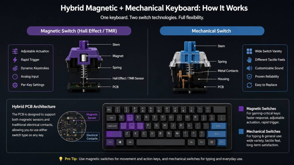 hybrid magnetic mechanical keyboards diagram